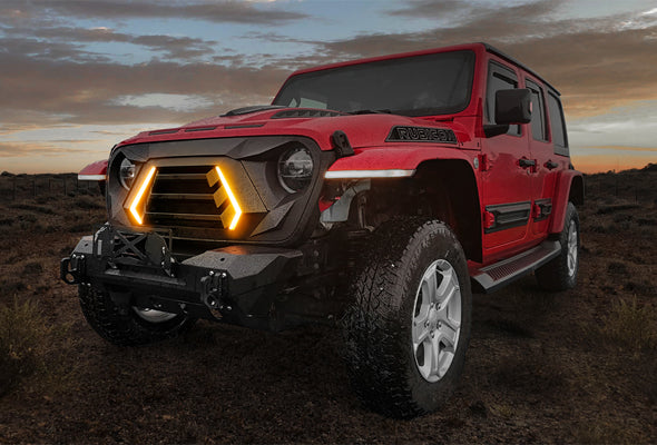 Fierce LED Grille with White DRL and Amber Turn Signals for Jeep Wrangler JL/JT (2018-2024)