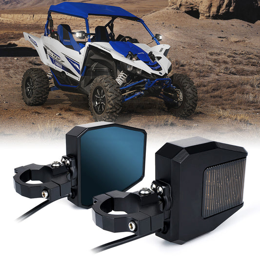 UTV Roll Bar Cage Side Mirrors with LED Spot Lights and Anti-Glare Mirrors